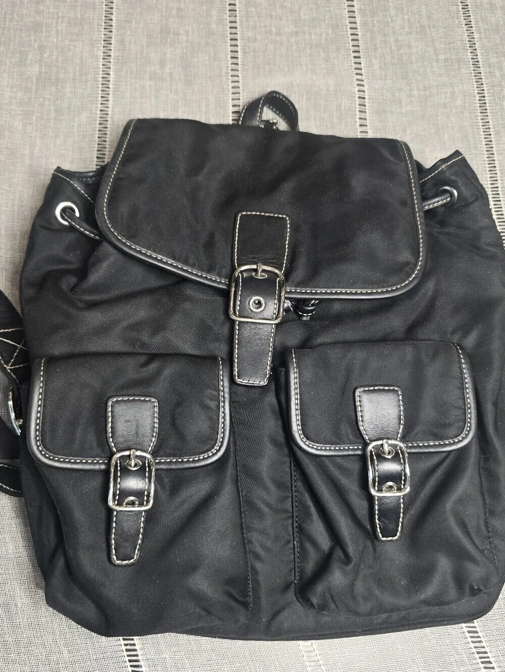 Vintage COACH Black Nylon Leather Trim Backpack Bag 4290